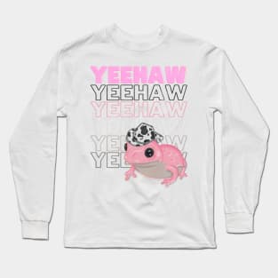 Yeehaw Pink Frog Wearing Cowboy Hat Long Sleeve T-Shirt